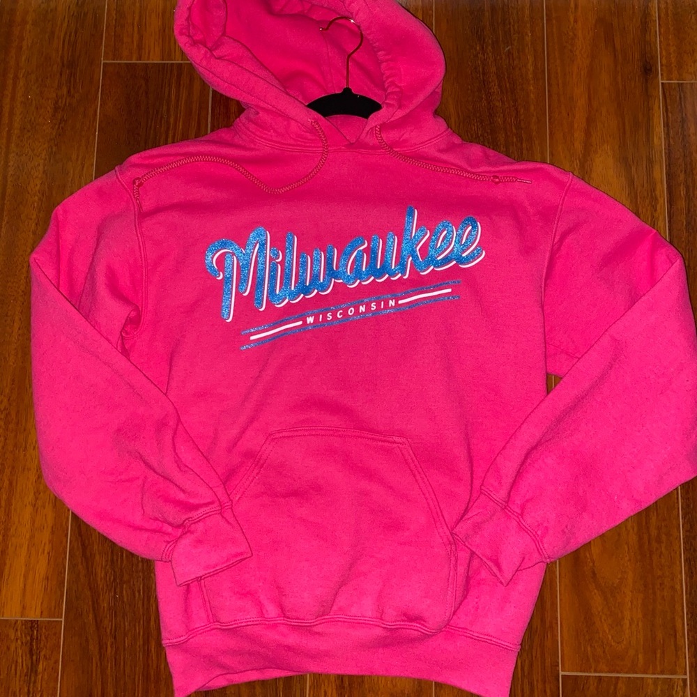 Milwaukee Wisconsin Pink Glittery Hoodie!